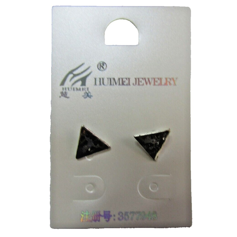 Huimei Silver Triangle Indent Texture Geometric Earrings Stud Boho Ethnic Gypsy